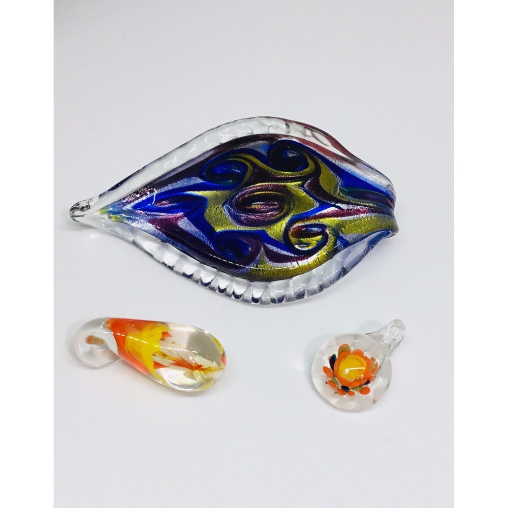 Artisan Glass Art Pendant Necklace Blown - Picture 3 of 3